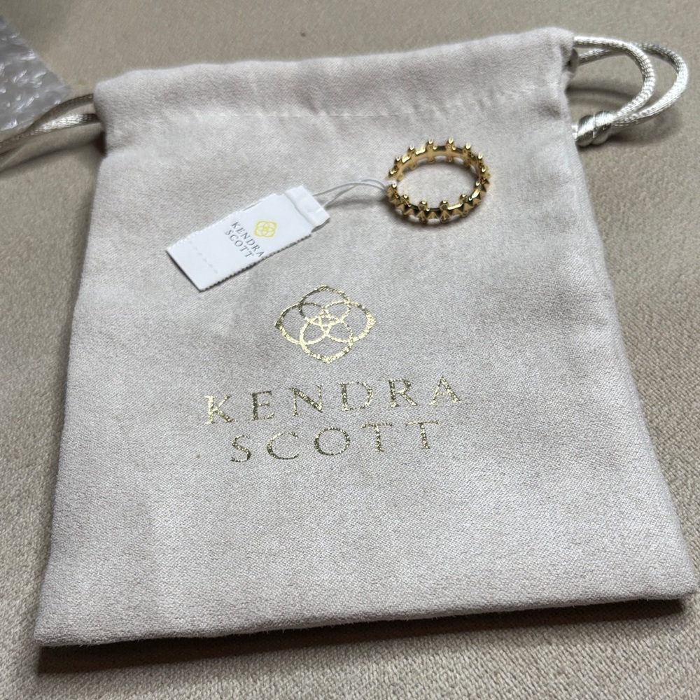 Kendra Scott Jada Gold Band Ring in White size 8 NEW